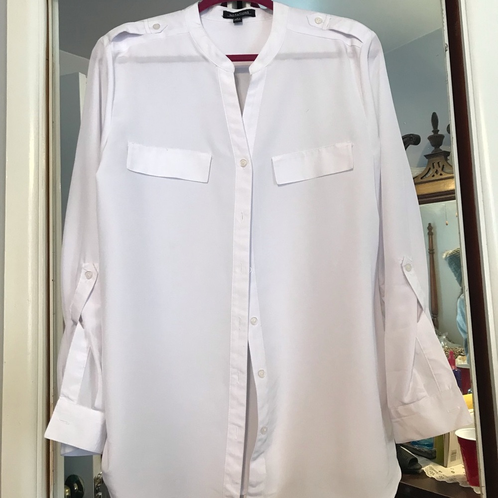 Large- white blouse button down